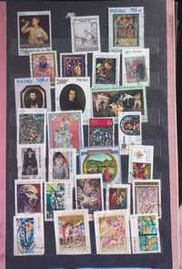 Zestaw Znaczki pocztowe - Malarstwo - Rożne kraje 28 znaczków