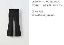 Legginsy dzwony Zara, roz. 140