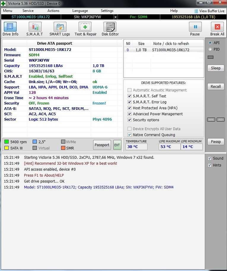 Винчестер 2.5" диск в ноутбук 1 Tb SATA3 Seagate Mobile ST1000LM035