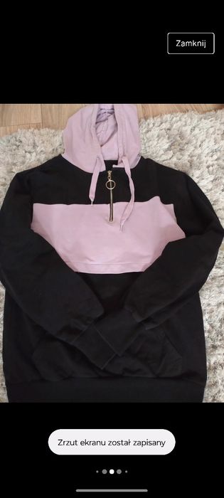NOWA bluza czarna fioletowa z kapturem i zamkiem