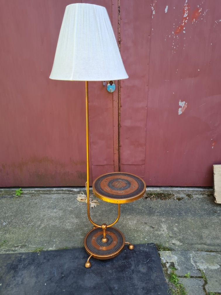 Lampa stojąca podłogowa z półką lata 60/70te vintage
