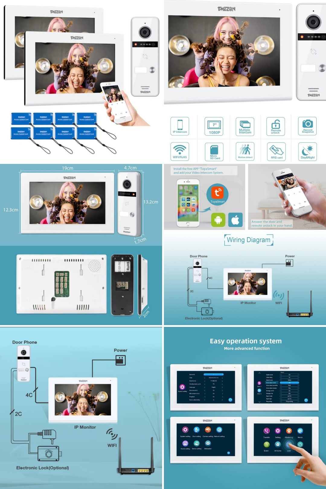 Video Porteiro com 2 monitores Wi-fi para aplicação TuyaSmart