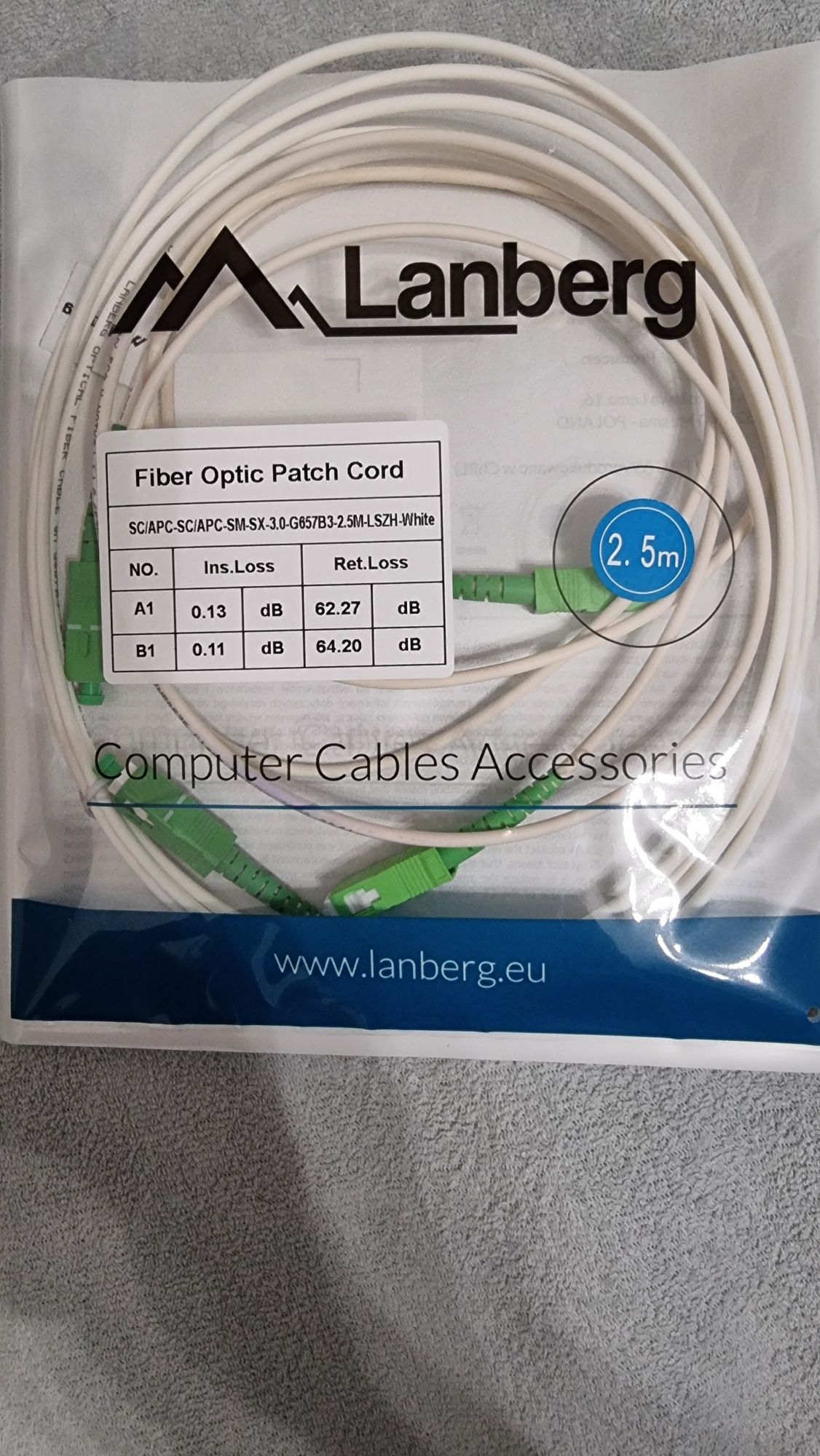Światłowód kabel 2,5m nowy