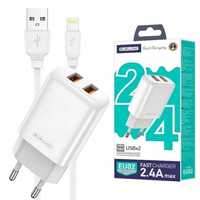 JELLICO Ładowarka 2x USB 2,4A 12W + Kabel Lightning iPhone * VideoPlay