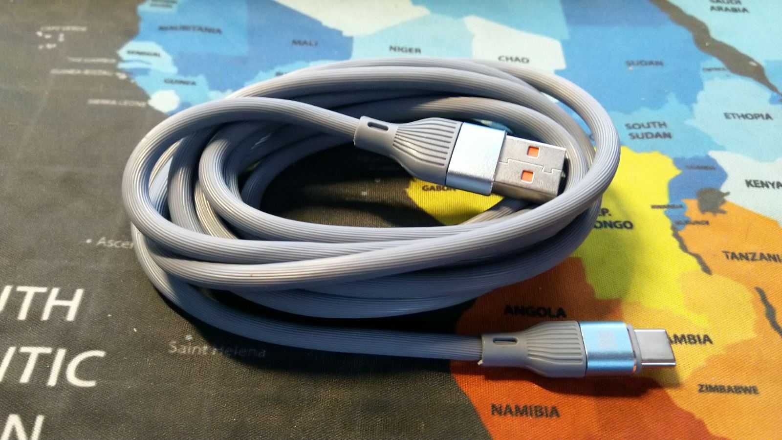 Кабель для зарядки QOOVI (USB-A - Type C). 6A. 66W. Довжина - 2 метри.