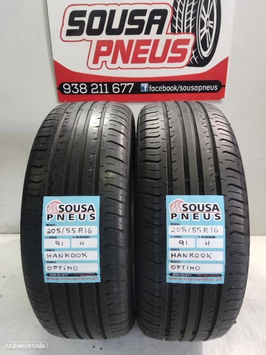 2 pneus semi novos 205-55r16 hankook - oferta dos portes 80 euros