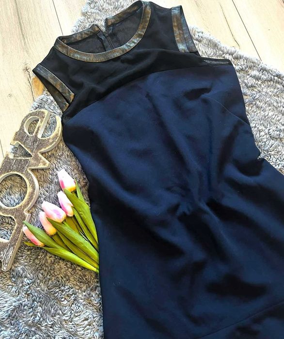 Sandro Paris oryginalna granatowa sukienka mini koktajlowa  r. XS