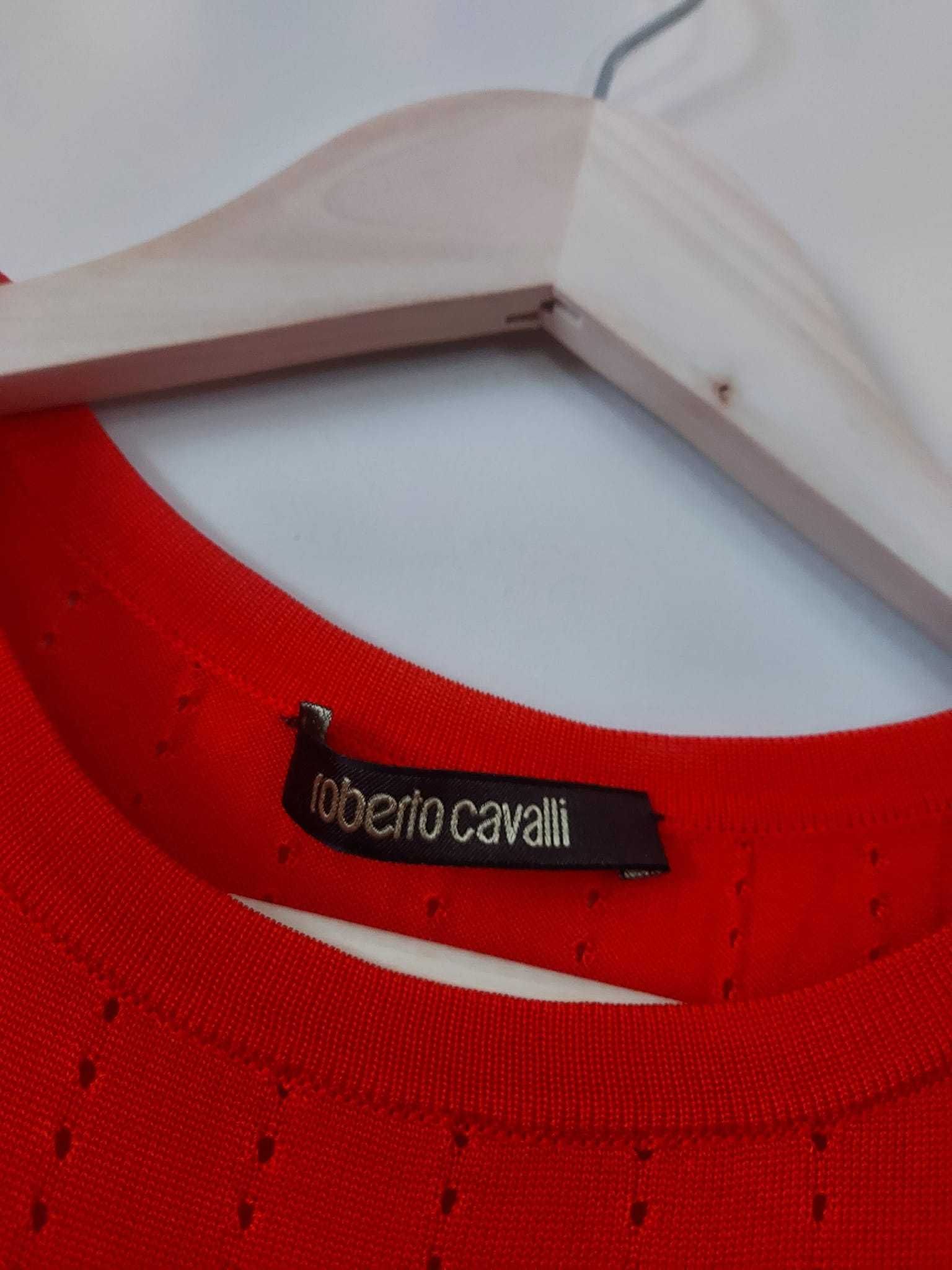 ROBERTO CAVALLI Pomarańczowa sukienka z jedwabiem 40/42
