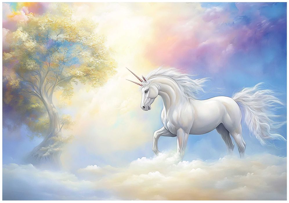 Fototapeta Dla Dziewczynki Kolorowa Jednorożec Koń Magia 3D + KLEJ