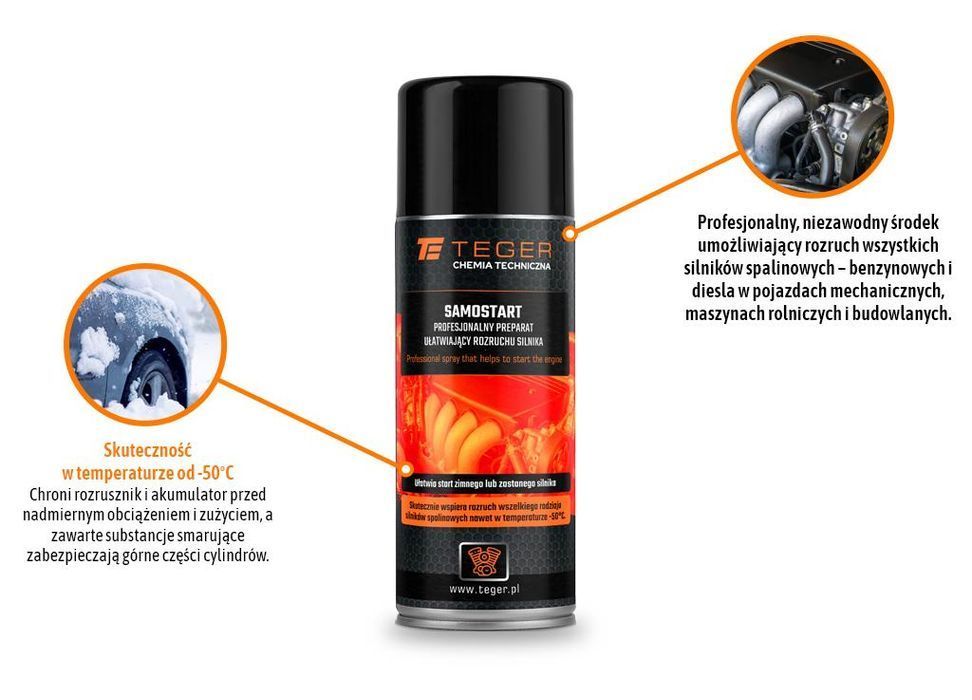 Profesjonalny ułatwiający rozruchu silnika SAMOSTART 400ml, Teger