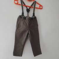 eleganckie spodnie z szelkami h&m roz 68cm, chrzciny, komunia