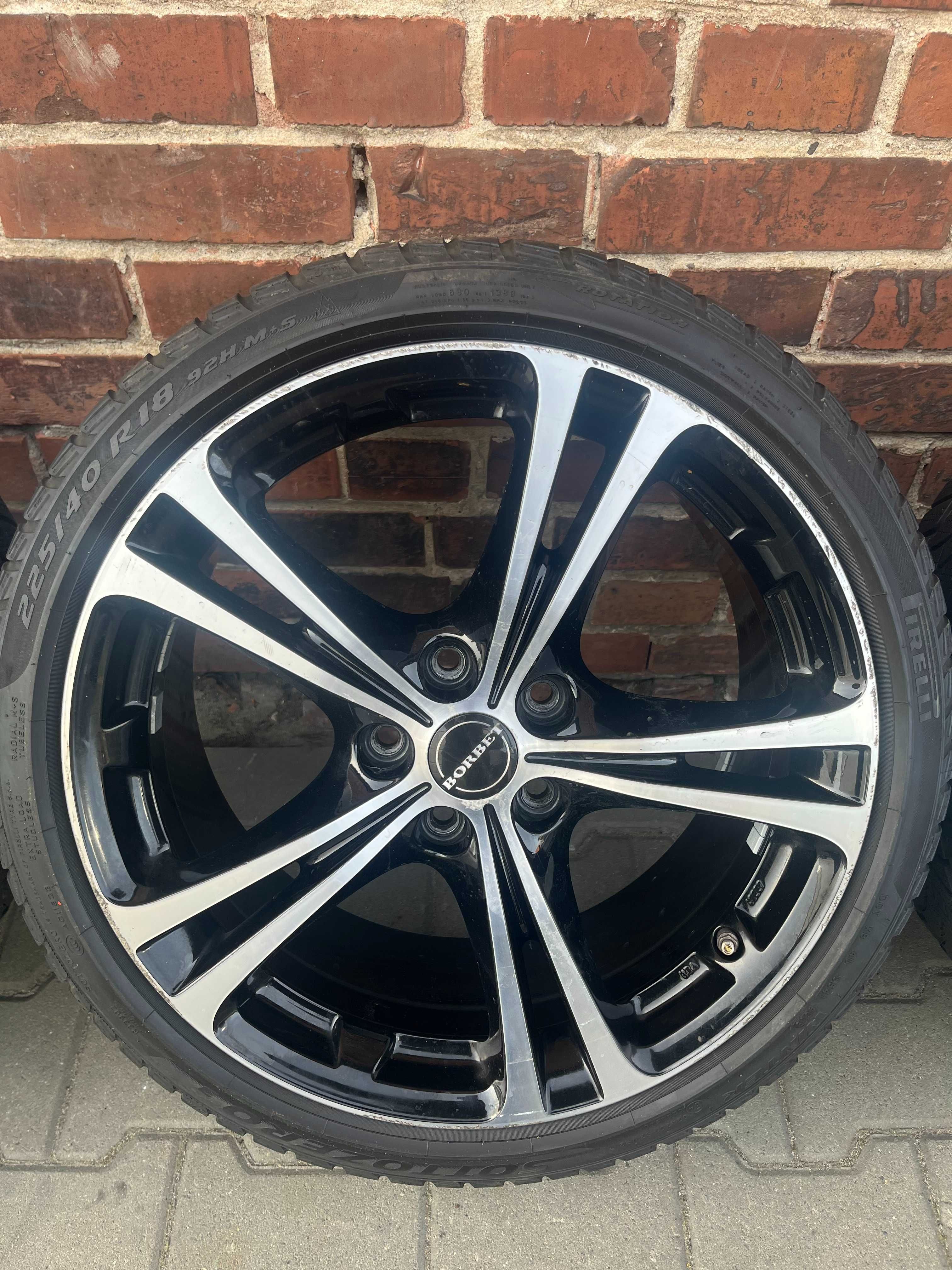 Alufelgi 18 cali BORBET 5x112 z oponami Pirelli 225/40/18 zimowe