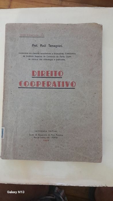 Livro Direito Cooperativo prof.Raúl Tamagnini 1935