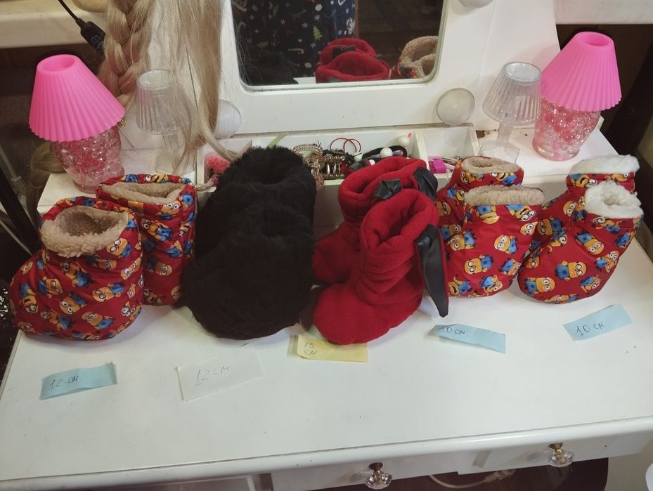 Сапожки,пинетки,тапки с меха,флиза теплые для детей(зайка) р10см,12см,