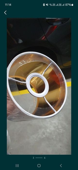 Abażur 15 cm nowy, bialy złoty środek