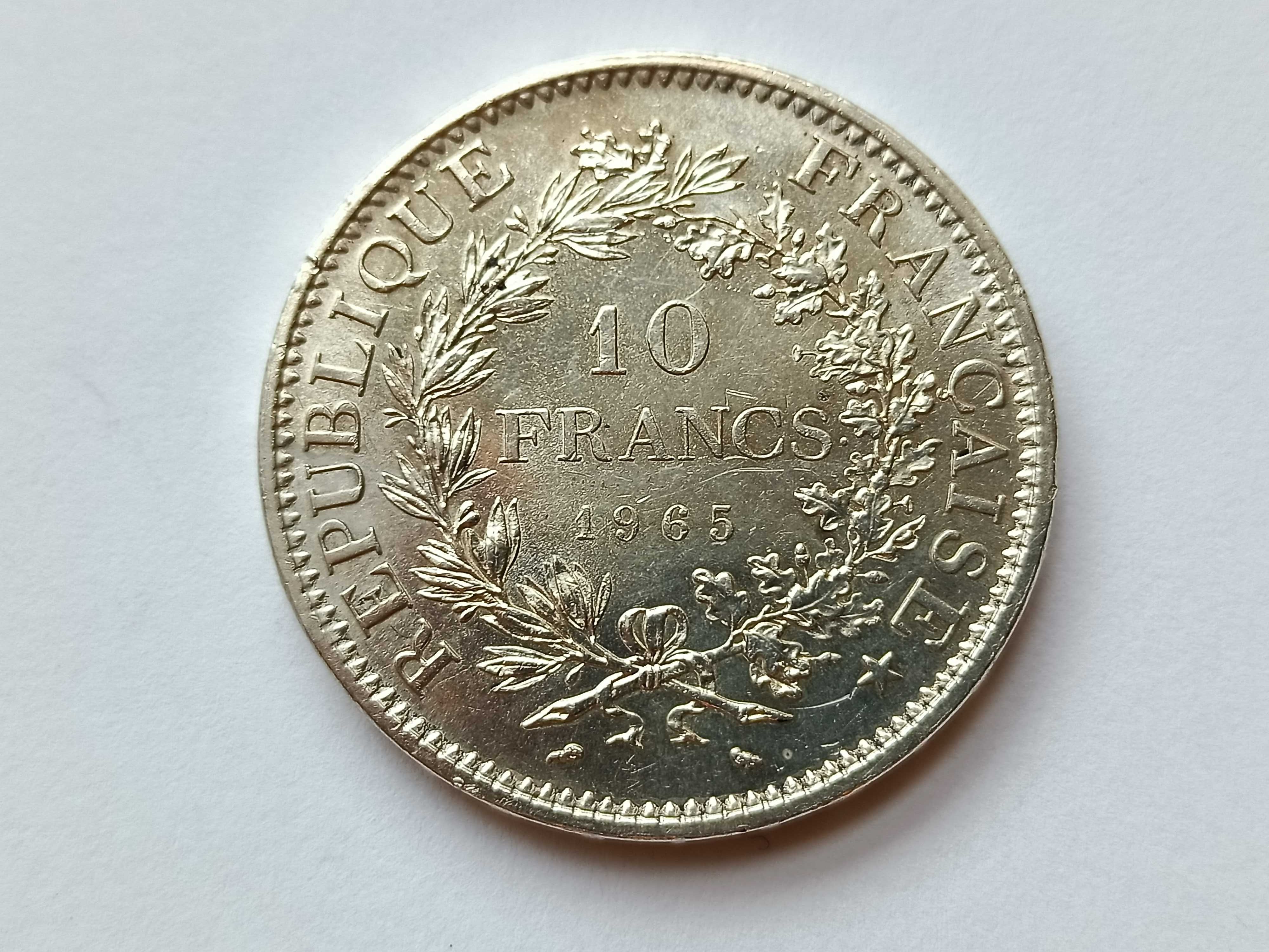 10 franków 1965 Francja  Herkules Stan 1/1-  oryginał Srebro