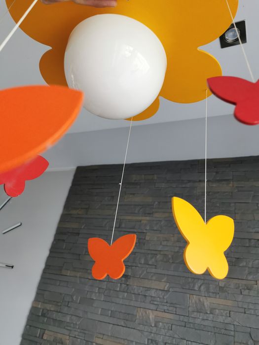 Lampa z motylami- drewniana + włącznik światła