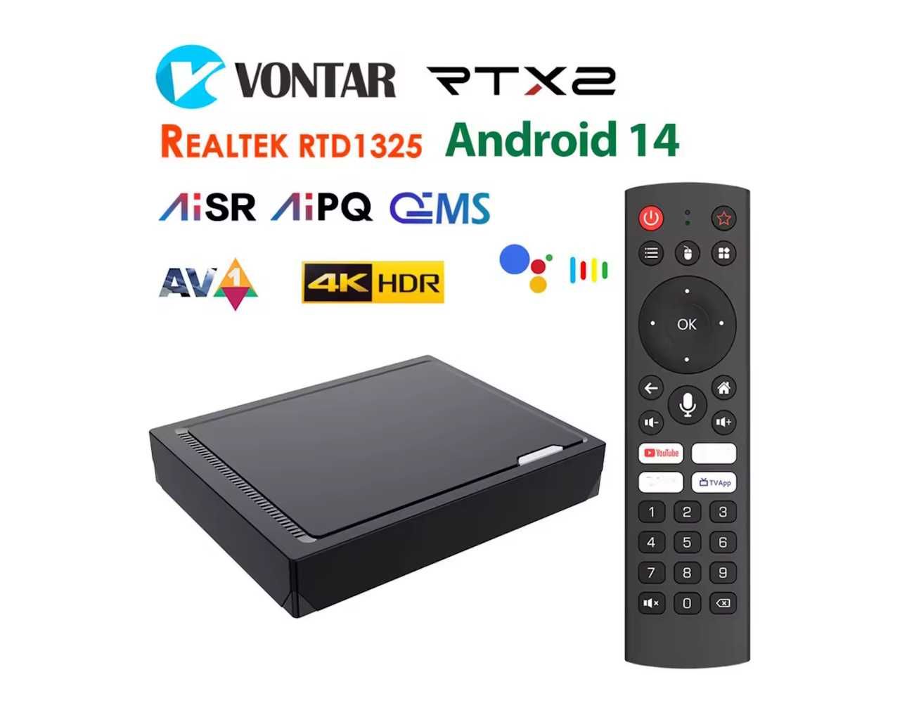 TV Box RT-X2 4/64Gb Realtek RTD1325 AndroidTV 14 4K AiPQ AiSR QMS-VRR