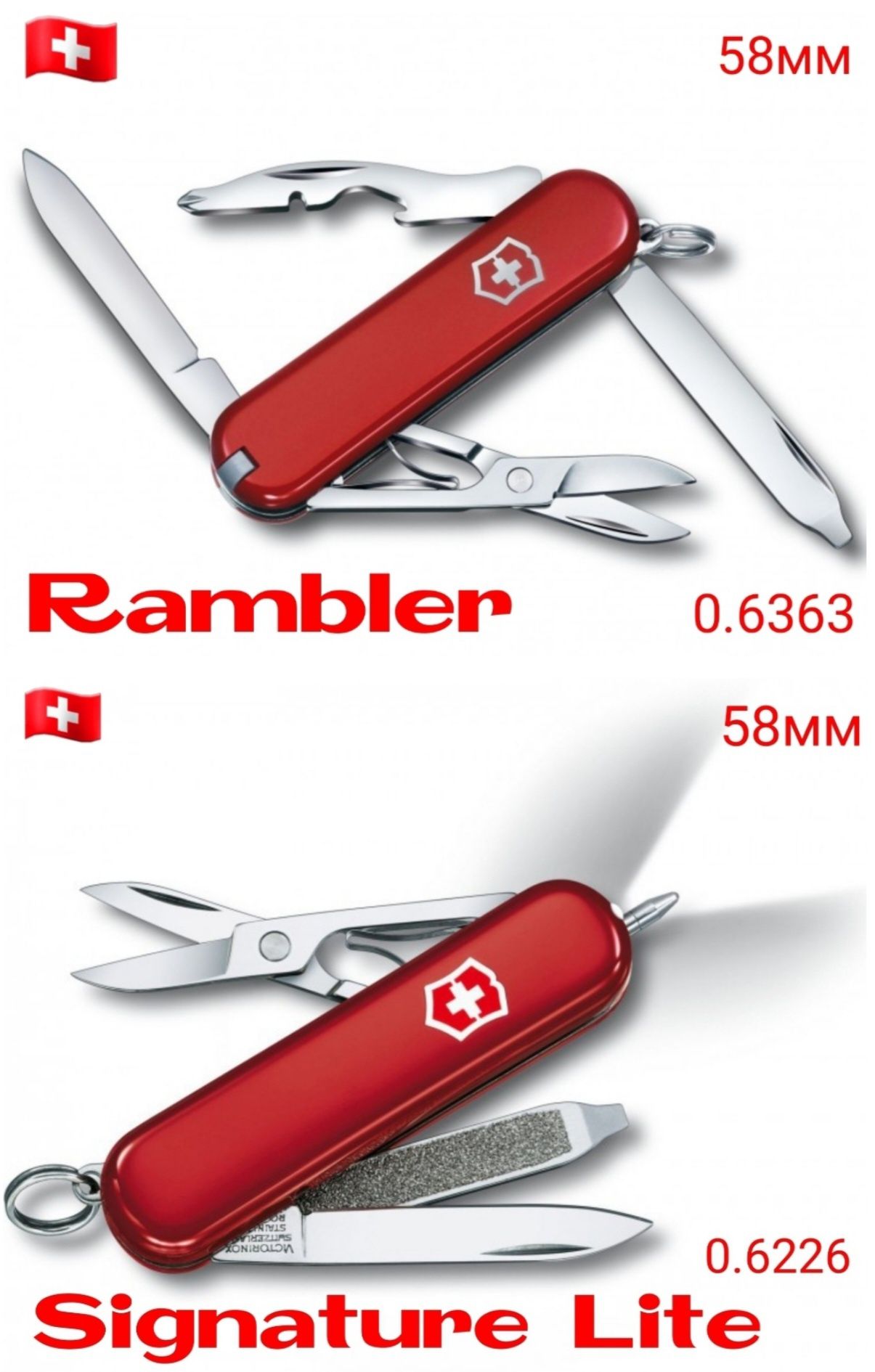 Ніж Victorinox Escort Нож Rally Jetsetter Rambler Signature MiniChamp