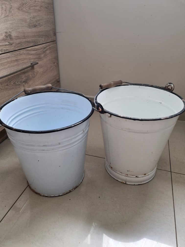 Wiadro metalowe emaliowane prl
