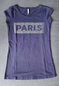 Reserved XS Bluza Koszulka T-shirt Granatowa Paris