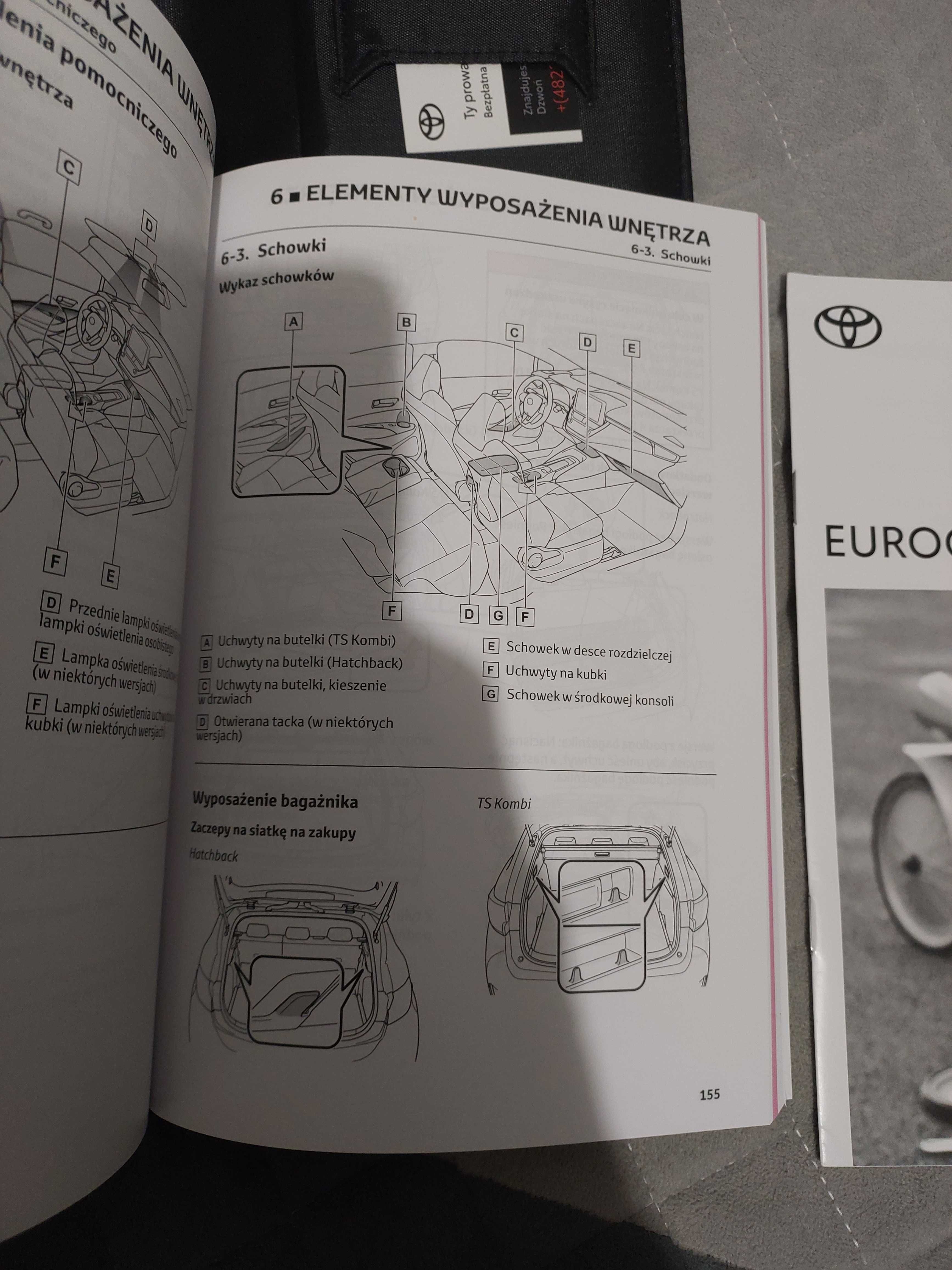 Książka serwisowa do samochodu Toyota w etui, instrukcja