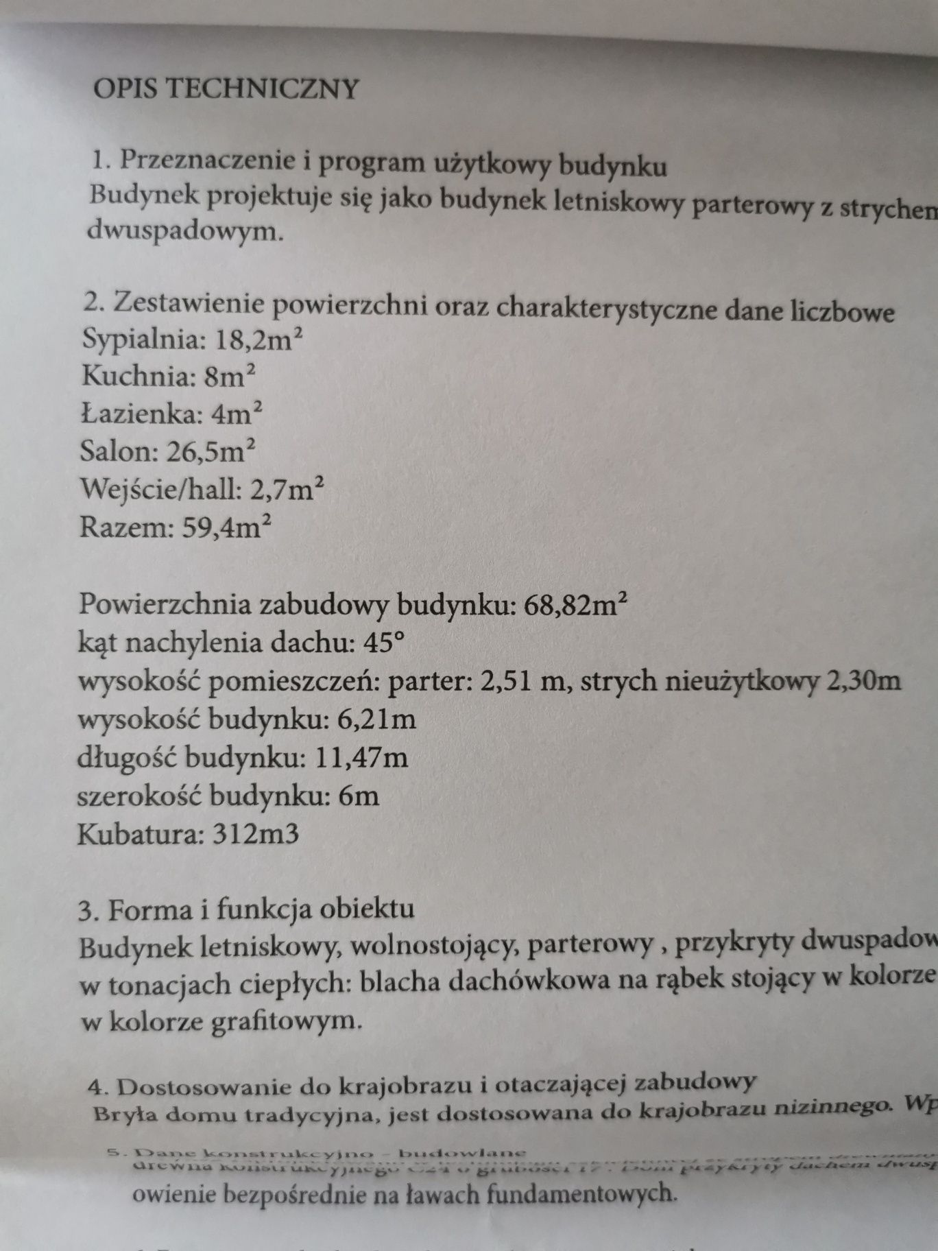 Sprzedam projekt budynku rekreacji indywidualnej ( szkieletowy ) 68,82