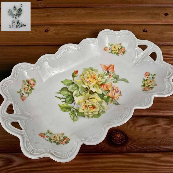 Patera półmisek róże Silesia Königszelt AG Jaworzyna Śląska 1914/18r