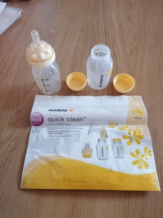 Colector de leite medela +biberon + Boião leite + saco esterilização
