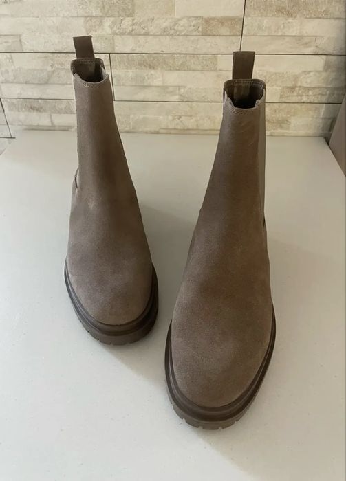 Шкіряні сіро-бежеві черевики челсі 36 розмір Lauren Ralph