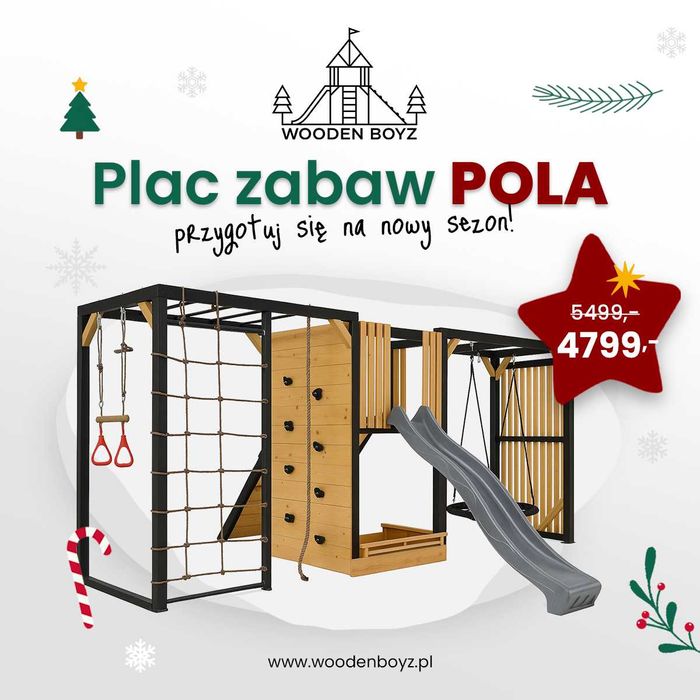 PROMOCJA - Plac zabaw - Pola - Drewniany - Małpi gaj - Domek - Duży