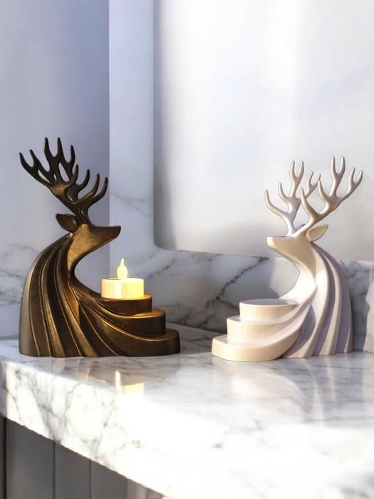 Elegancki Blask Świąt! Renifer Świecznik "Art Deer" Nowoczesny Glamour
