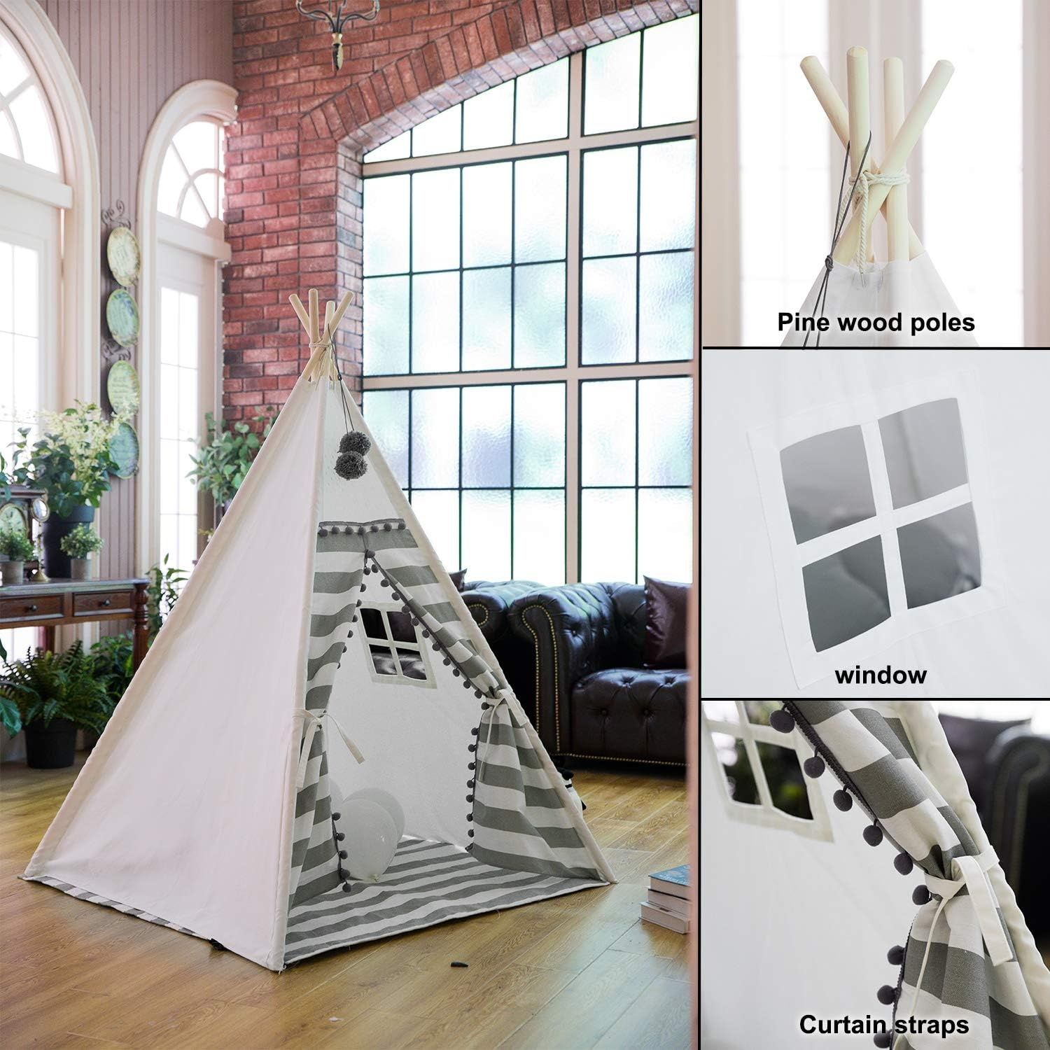 Dziecięcy namiot Teepee szaro-biały.120x120x155cm