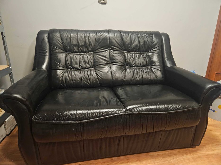 Kanapa skórzana z fotelem