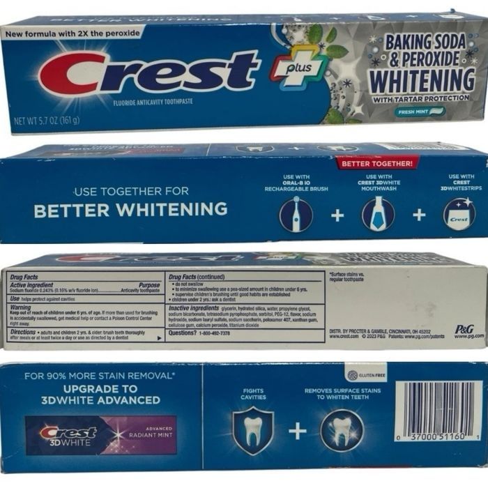 Бездоганна посмішка з Crest Plus Baking Soda & Peroxide Whitening!-USA