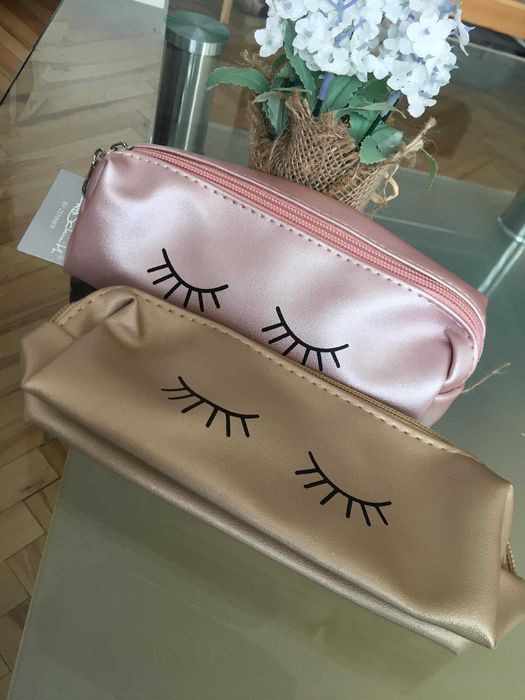 zestaw 2 piórniki kosmetyczki z eko skóry