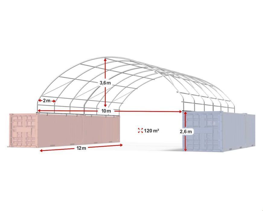 10x24m Namiot ZADASZENIE do kontenerów WEJŚCIE+WJAZD