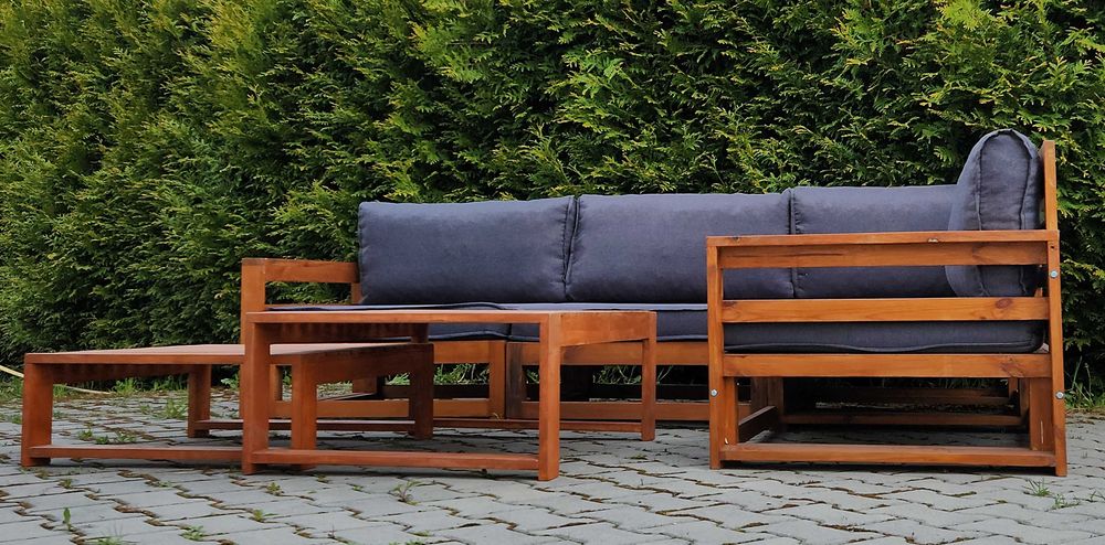 Meble ogrodowe Tamaro III Sofa + dwie ławy Drewno