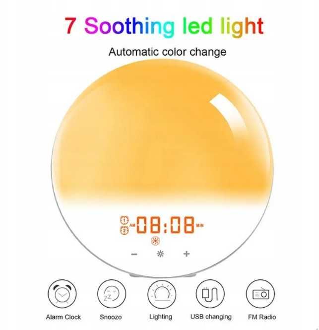 Cyfrowy Budzik Symulacją Wschodu i Zachodu Słońca, Alarmy ttst1306