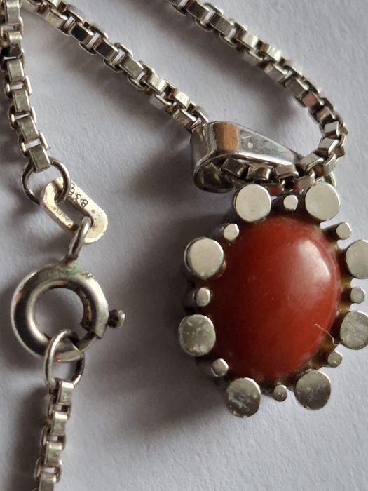 Srebrna zawieszka koral srebro wisior komplet łańcuszek