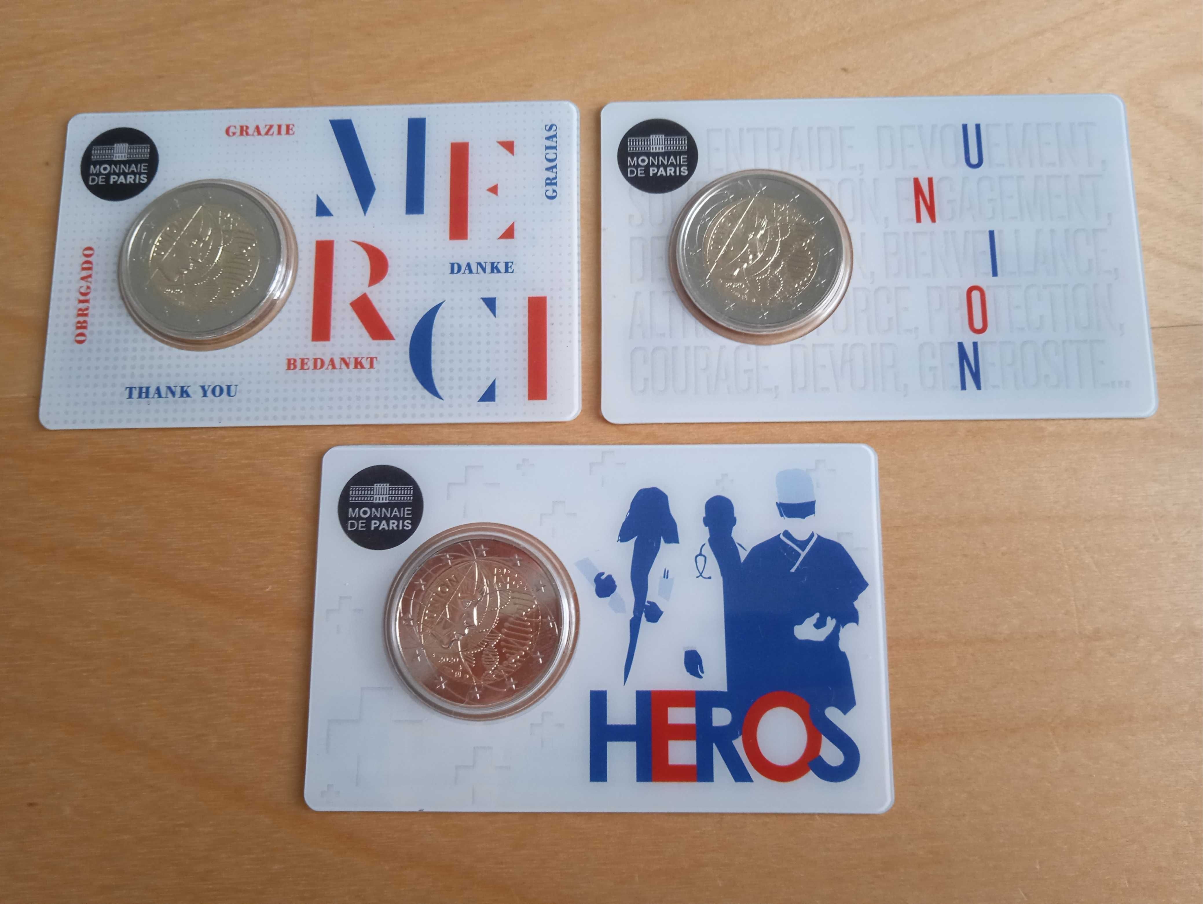 2€ França Pesquisa Médica - 3 coincards