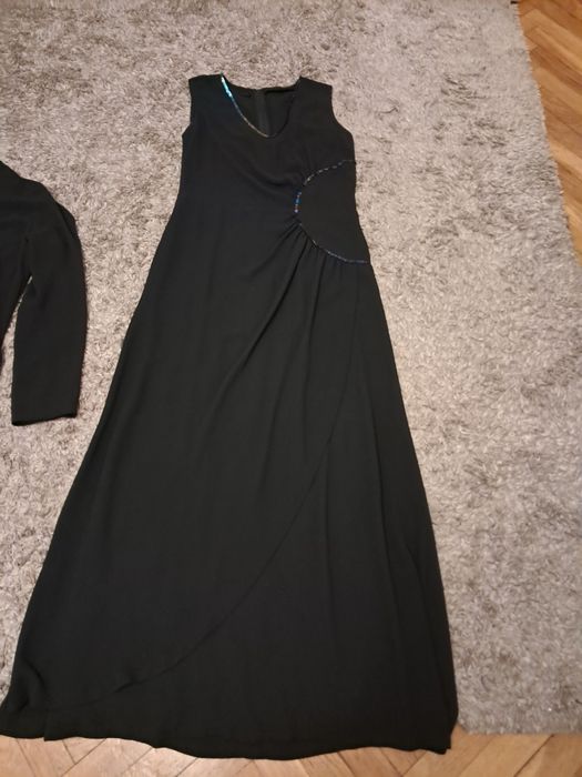 Elegancka maxi czarna sukienka z bolerkiem rozm. M. L