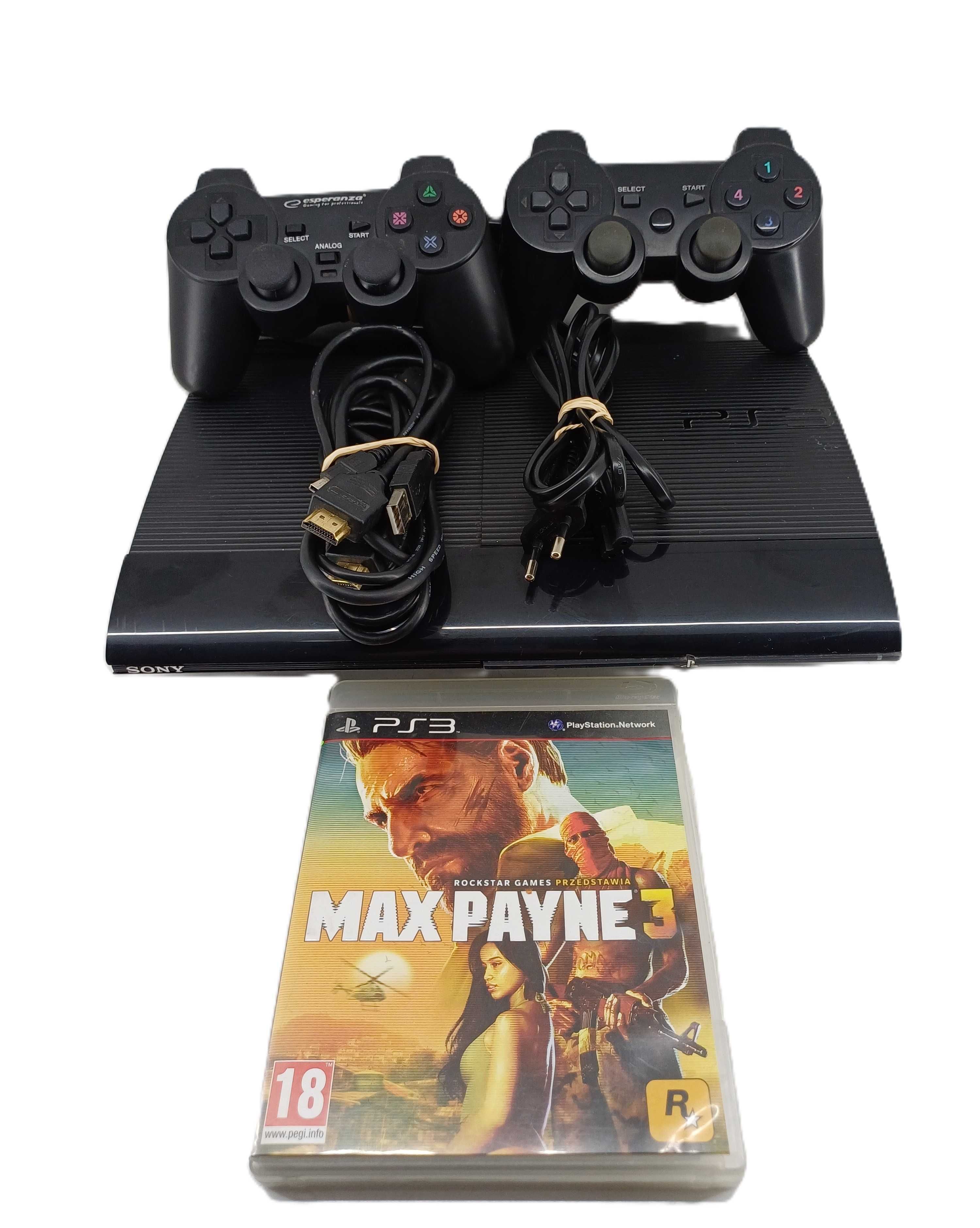 Konsola Sony PS3 Super Slim 500GB 2 PADY KABLE GRA