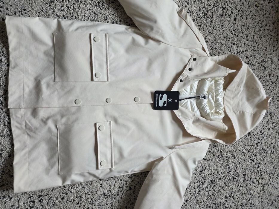 Куртка молочного кольору жіноча осінь зима 2в1