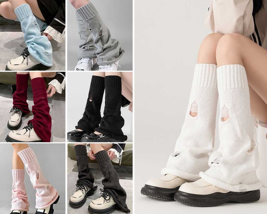 Гетри кльош однотонні широкі гольфи на ноги клеш білі трендові гетри