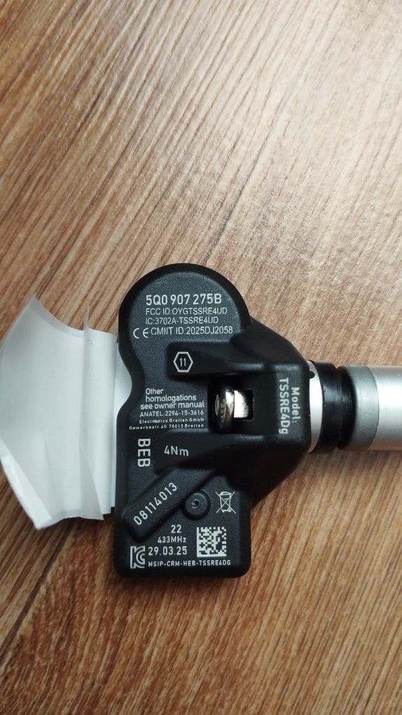 Датчик давления шин 5Q0907275F (433MHz) для Audi, Volkswagen, Skoda