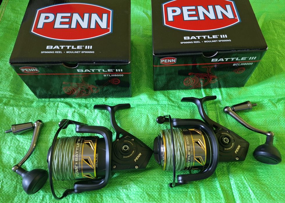 Kołowrotki Penn Battle III 8000 2szt + Uni Cat 83kg Sum