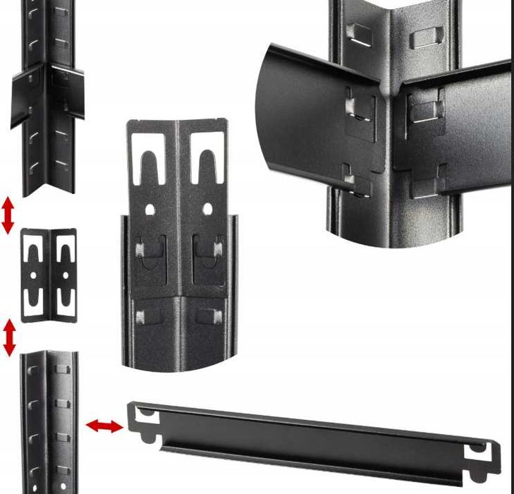 NOWY Regał magazynowy 3w1 metalowy czarny 180x90x40 5 półek