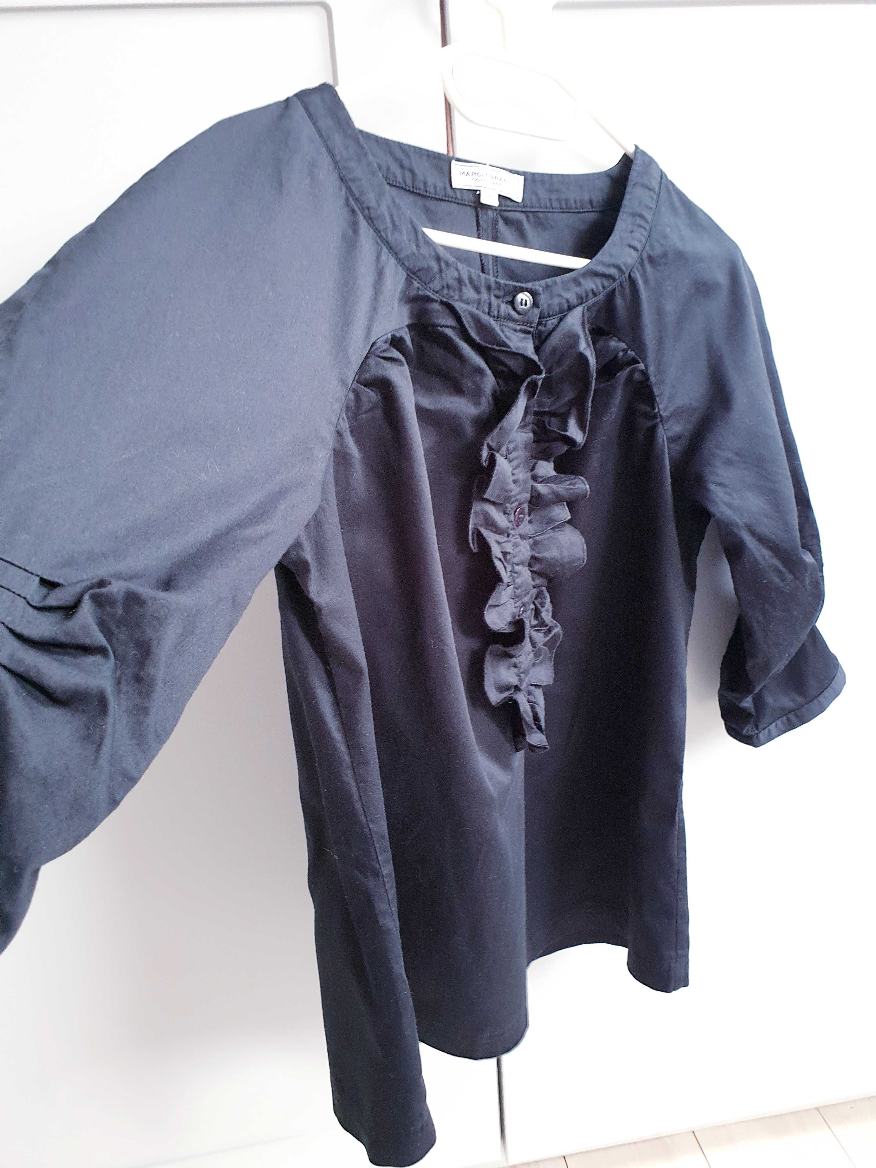 Czarna bluzka koszula t-shirt z falbankami żabotem Margit Brandt 38