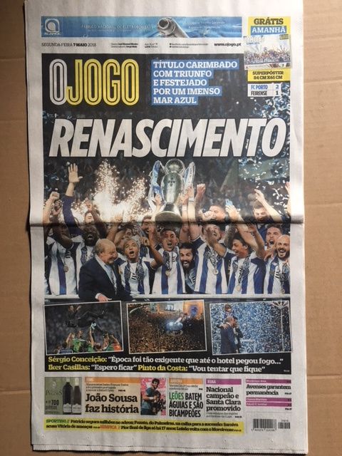 Conjunto jornais O JOGO - FC PORTO Campeão nacional 2017/2018